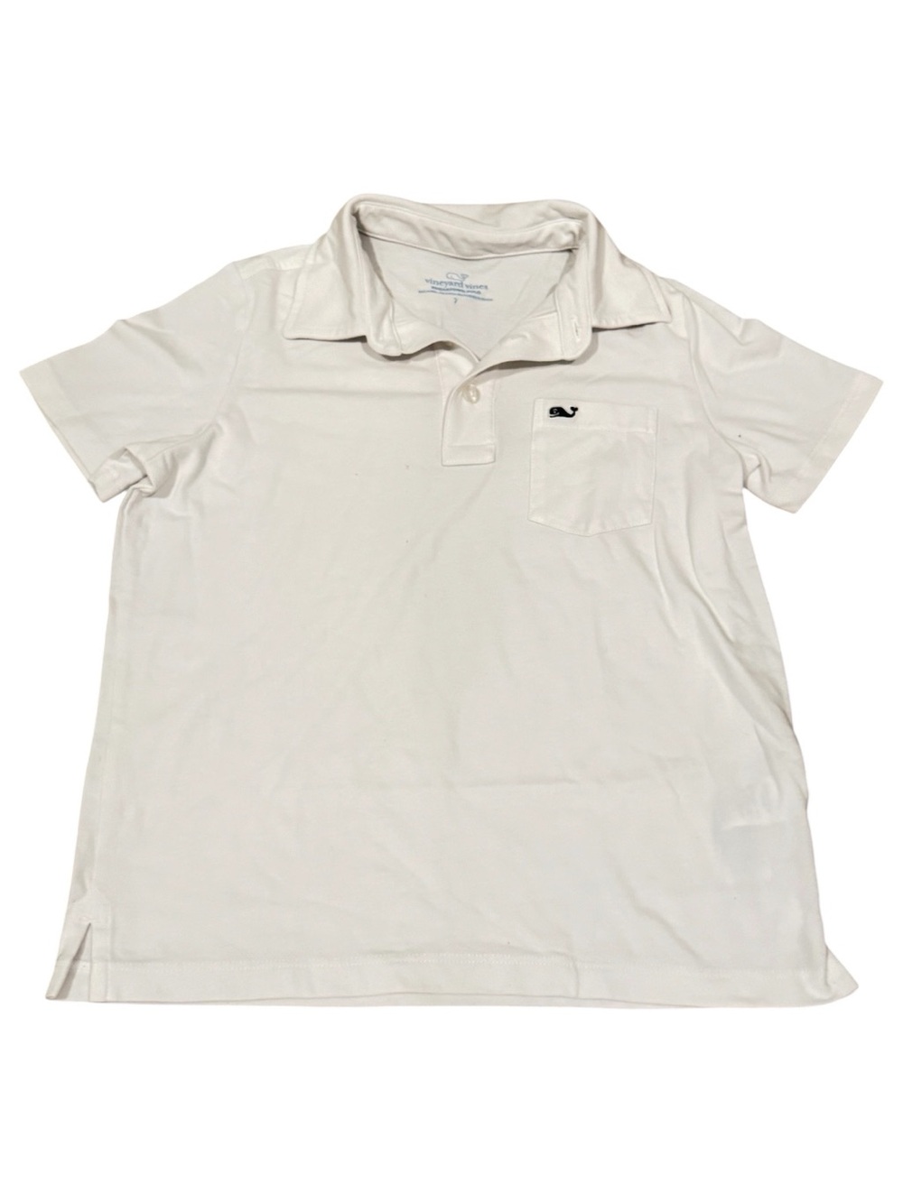 white Vineyard Vines boys' clean jersey polo- Size 7